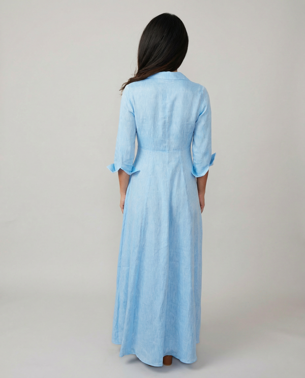 long linen dress with sleeves Shirt Dress Long Linen Solid