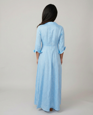 Shirt Dress Long Linen Solid