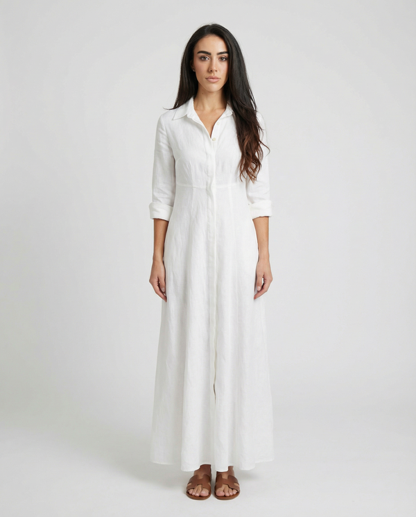 linen white shirt dress Shirt Dress Long Linen Solid