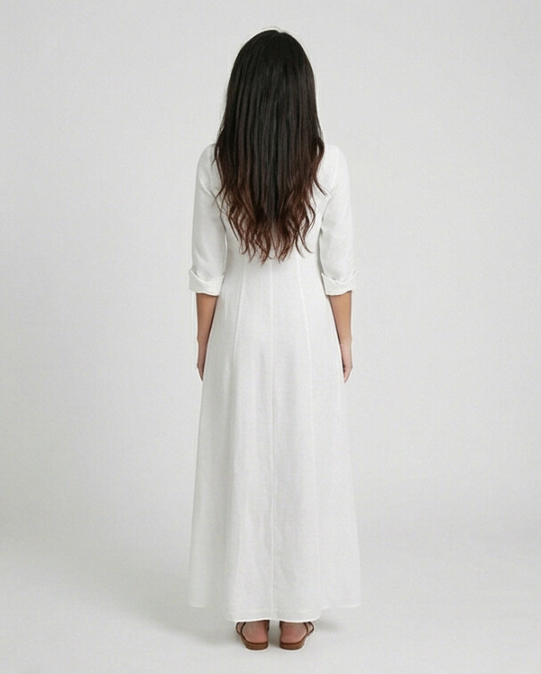 Shirt Dress Long Linen Solid