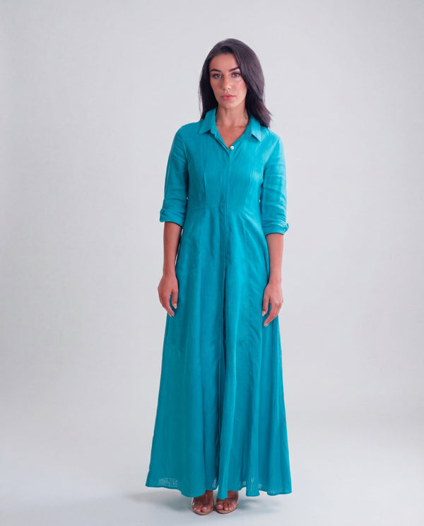Shirt Dress Long Linen Solid