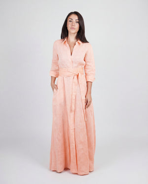 Shirt Dress Long Linen Solid
