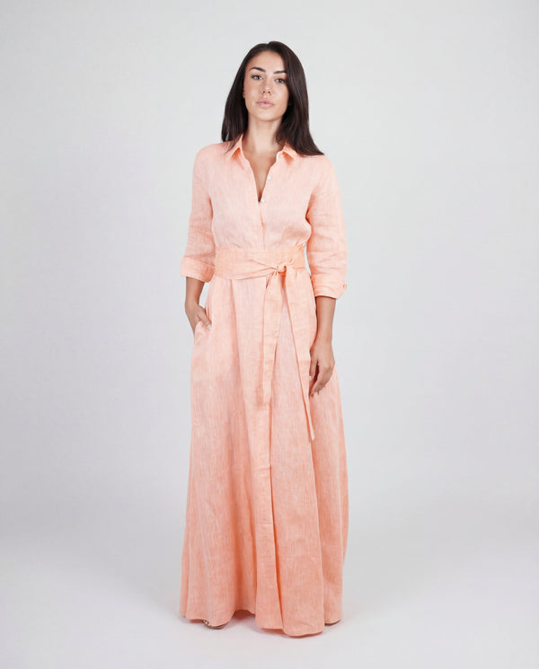 Shirt Dress Long Linen Solid