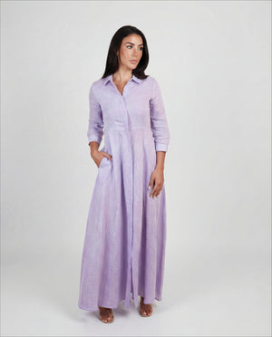 Shirt Dress Long Linen Solid