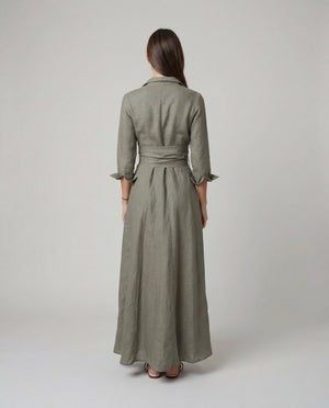 Shirt Dress Long Linen Solid