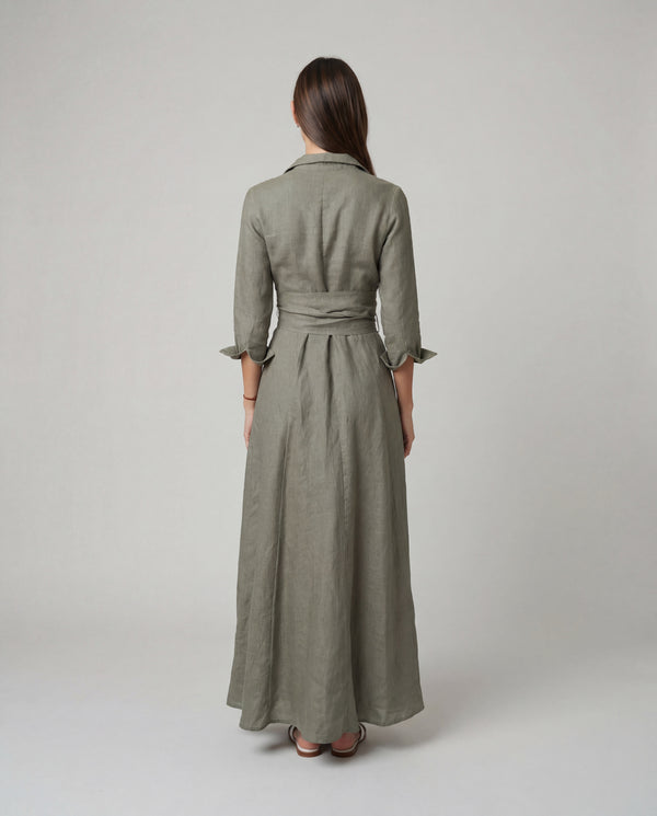 Shirt Dress Long Linen Solid