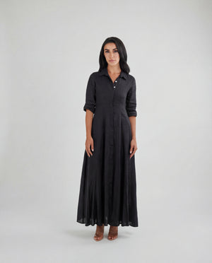Shirt Dress Long Linen Solid