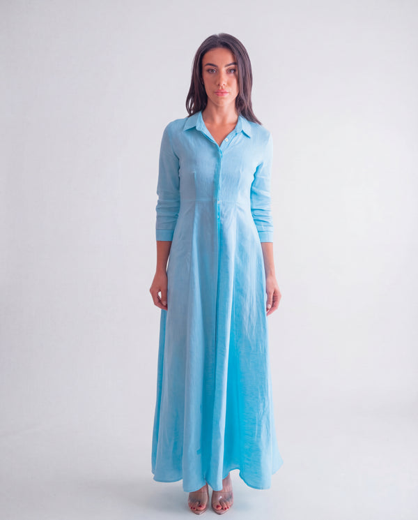 Shirt Dress Long Linen Solid
