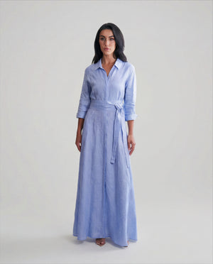 Shirt Dress Long Linen Solid