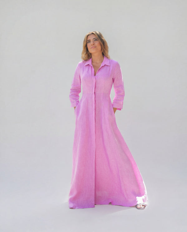 linen long shirt dress Mixed Linen Dress isobel & cleo