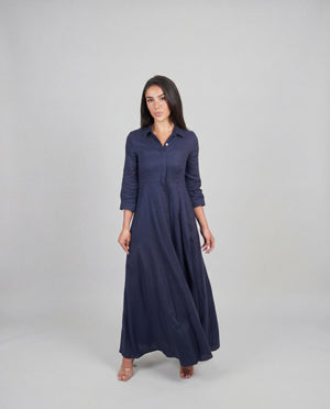 Shirt Dress Long Linen Solid