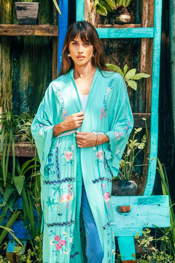 Felicity Kimono Acqua Green - Premium  from Marina St Barth - Just $395! Shop now at Marina St Barth