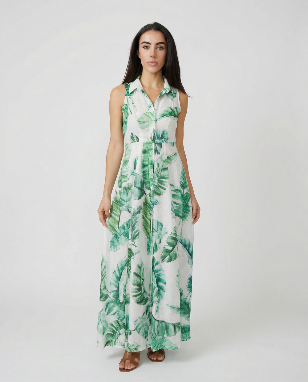 Linen Shirt Dress No Sleeve