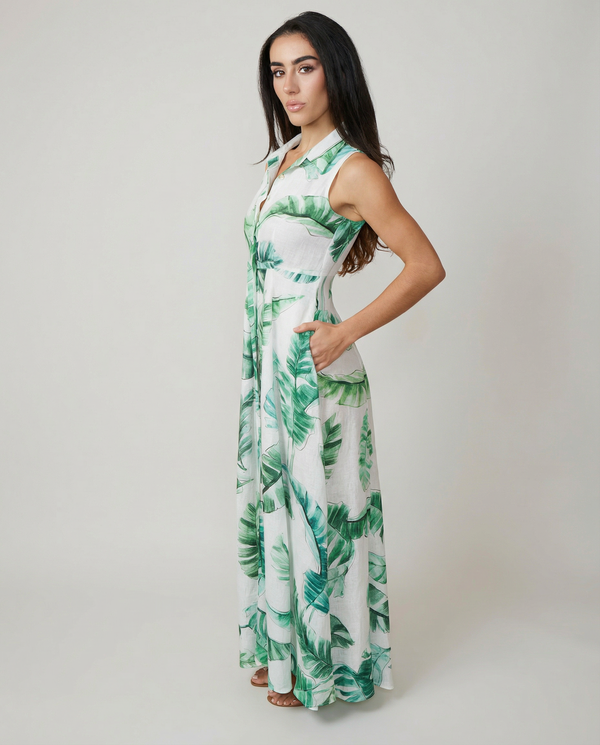 Linen Shirt Dress No Sleeve