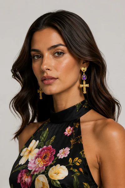 Amethyst Croix Earrings