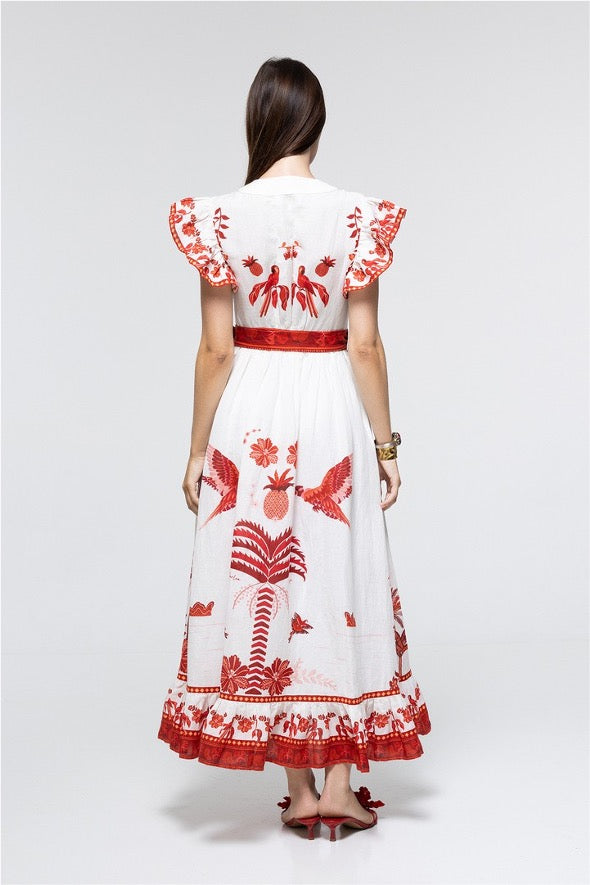 Camille Dress Red Parrot