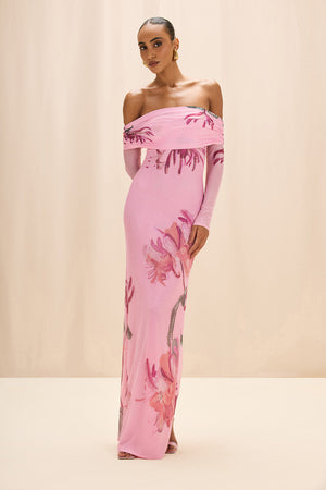 PatBo Honey Flower Tulle Maxi Dress