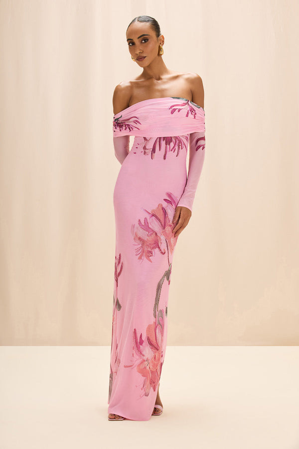 PatBo Honey Flower Tulle Maxi Dress