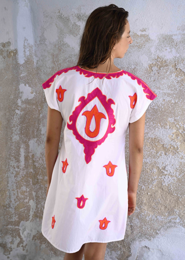 Giglio Mini Dress | Marina St Barth White and Magenta / M