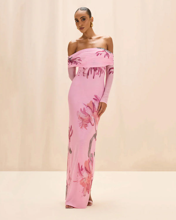 PatBo Honey Flower Tulle Maxi Dress