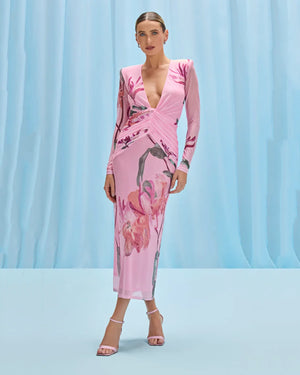 PatBo Honey Flower Tulle Midi Dress