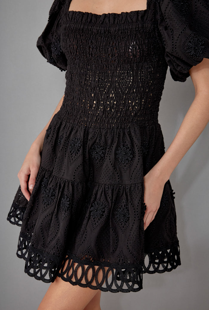 eleonora mini dress Eleonora Diamante Trim Mini Dress / Black | MESHKI