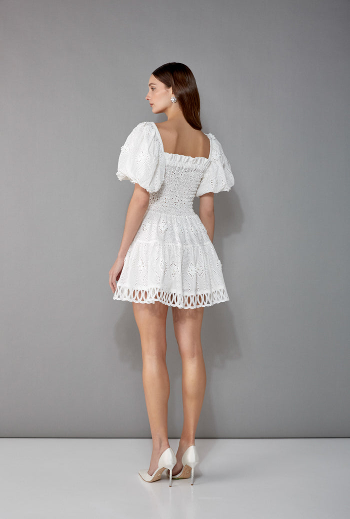 mare mare puff-sleeve taffeta mini dress Mare Mare Off-The-Shoulder Puff-Sleeve Shine Mini Dress in Grey