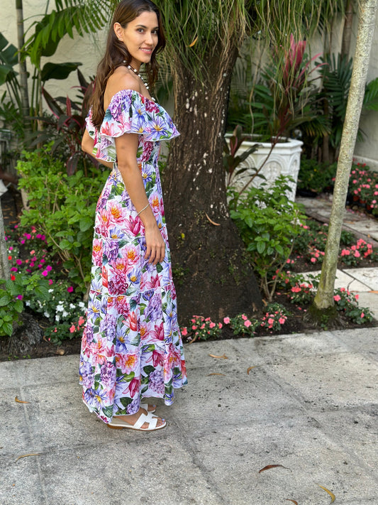 Positano Volant Linen Long Dress - Premium Long dress from Marina St. Barth - Just $530! Shop now at Marina St Barth