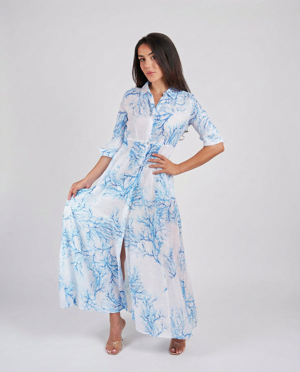 Shirt Dress New Linen Printed