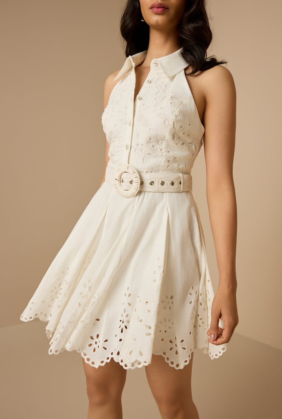 Hemant and Nandita Short Dress with Buckle Belt | White | Size M | Shopbop Hemant and Nandita Short Dress with Buckle Belt | White | Size M | Shopbop
