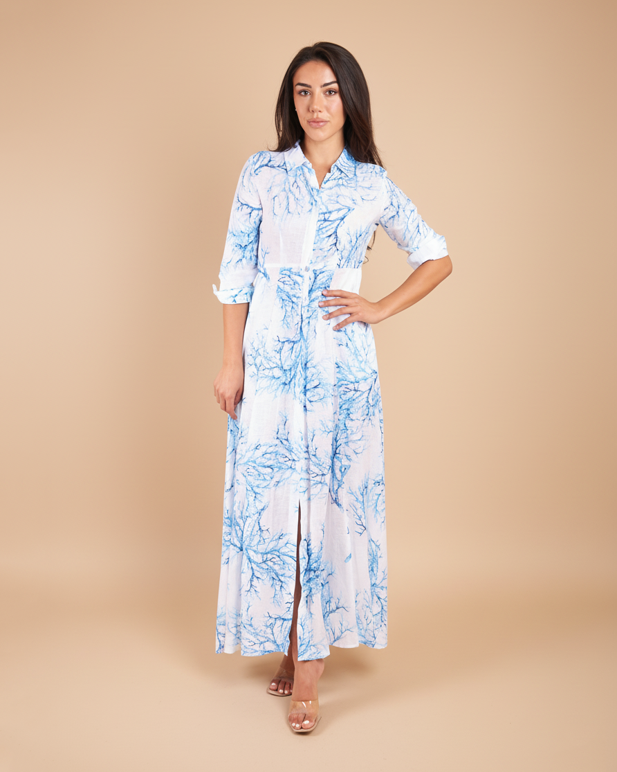Shirt Dress New Linen Printed
