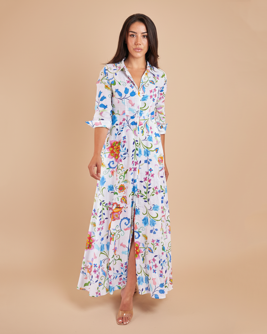 Shirt Dress New Linen Printed | Marina St Barth S / Azzuro Limoni Shirt Dress New Linen Printed | Marina St Barth S / Azzuro Limoni