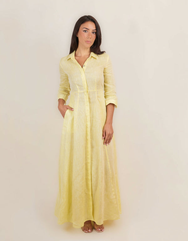 Shirt Dress Long Linen Solid