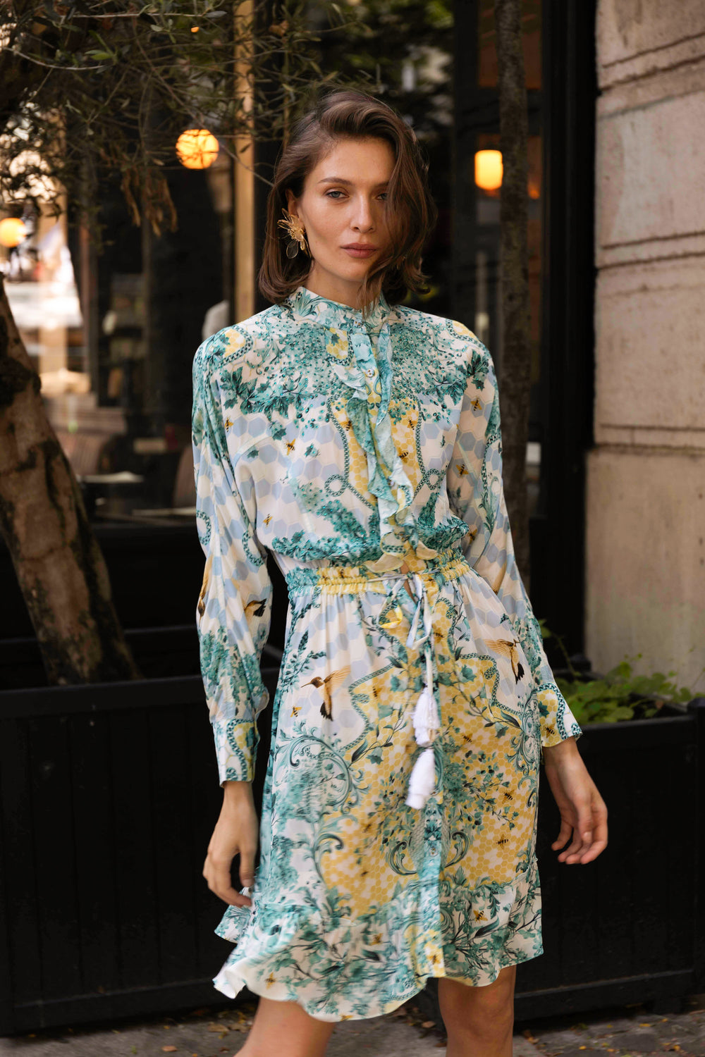 Kore’ Short dress long sleeves with ruffle by Kore from Marina St Barth