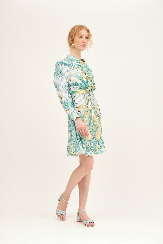 Short dress long sleeves with ruffle - Premium Short dress from Kore - Just $540! Shop now at Marina St Barth