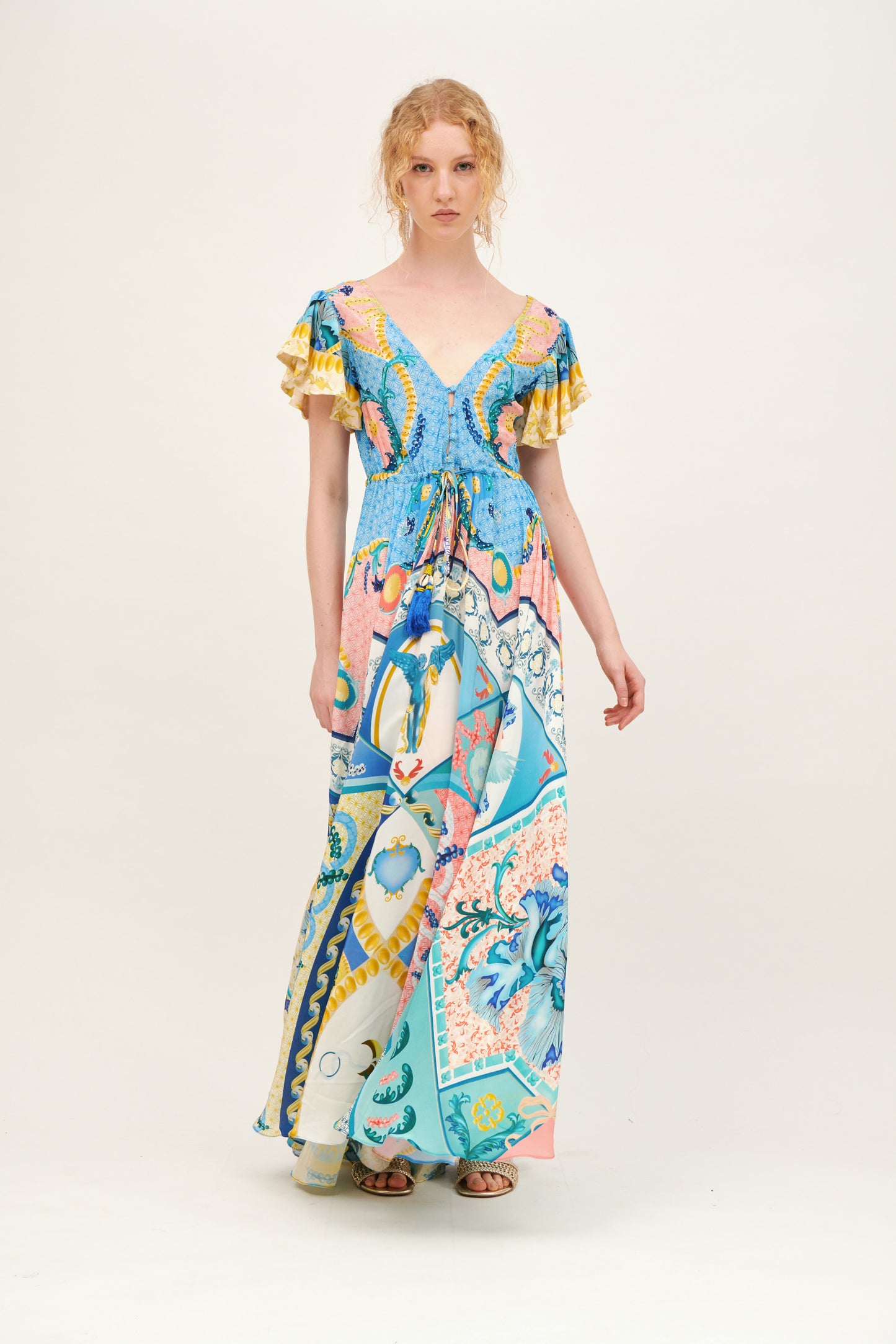 Long dress V neck short sleeve - Premium Long Dress from Kore - Just $765! Shop now at Marina St Barth