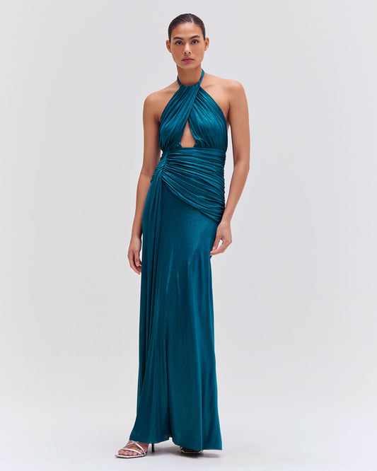 PatBo Metallic Jersey Halterneck Dress - Premium Long dress from Marina St Barth - Just $795! Shop now at Marina St Barth