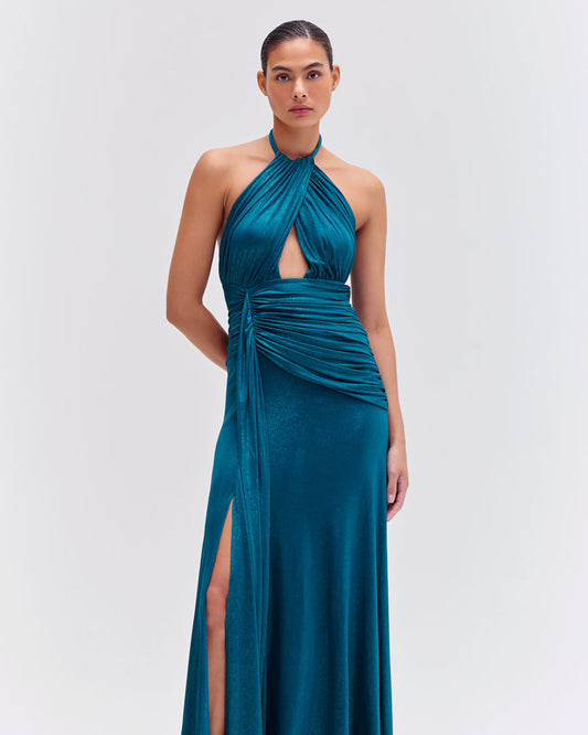 PatBo Metallic Jersey Halterneck Dress - Premium Long dress from Marina St Barth - Just $795! Shop now at Marina St Barth