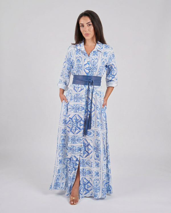 Shirt Dress New Linen Printed