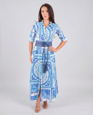 Shirt Dress New Linen Printed