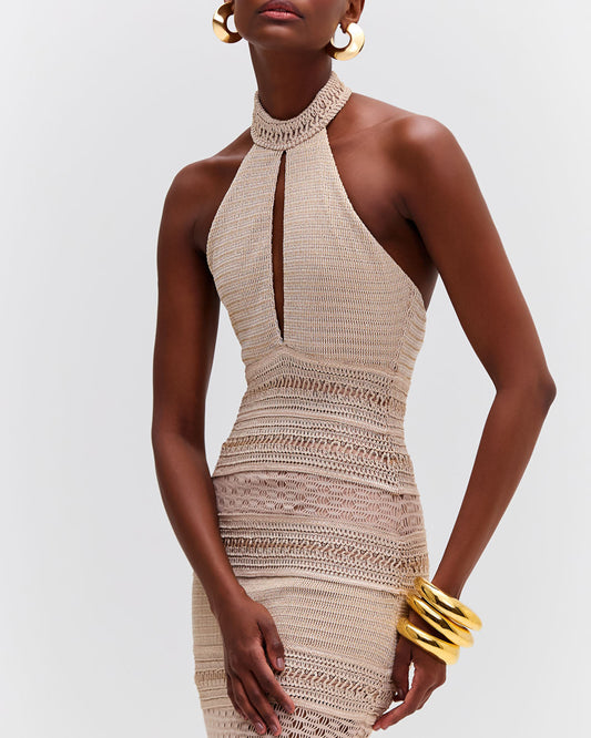 Metallic Knit Halterneck Maxi Dress - Premium Long Dresses from Marina St Barth - Just $1300! Shop now at Marina St Barth