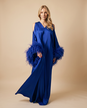 Dalia Royal Blue Silk Feather
