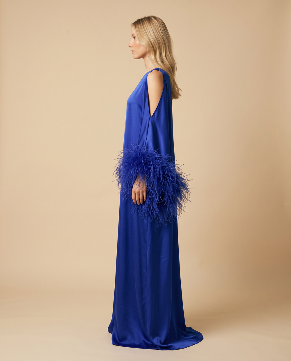 Dalia Royal Blue Silk Feather