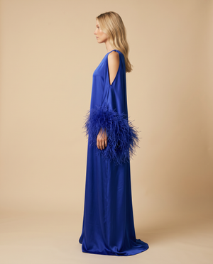 Dalia Royal Blue Silk Feather