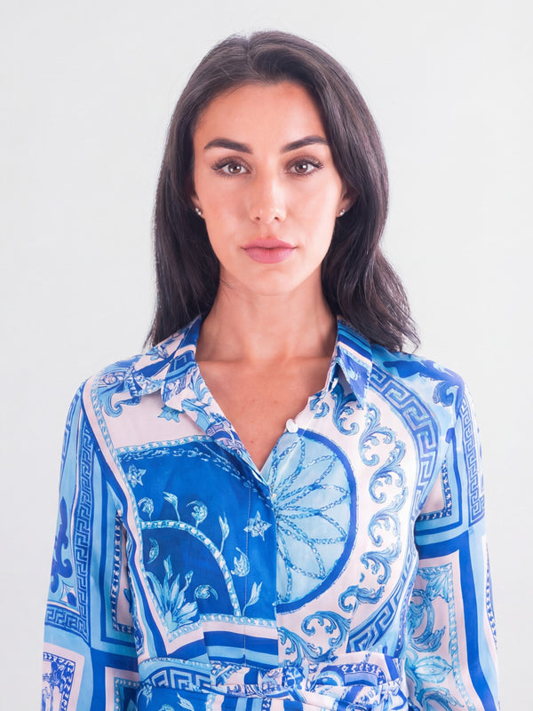 womens silk shirt dress Trench-Style Silk Midi Shirt Dress