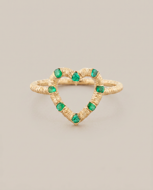 Skaska Open Heart Emerald Pinky Ring