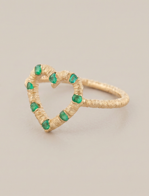 Skaska Open Heart Emerald Pinky Ring