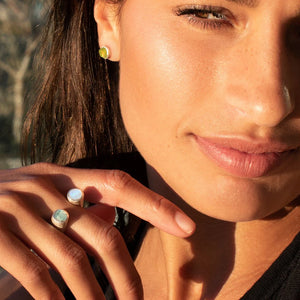 Stargazer Ring Aquamarine + Moonstone Sterling Silver