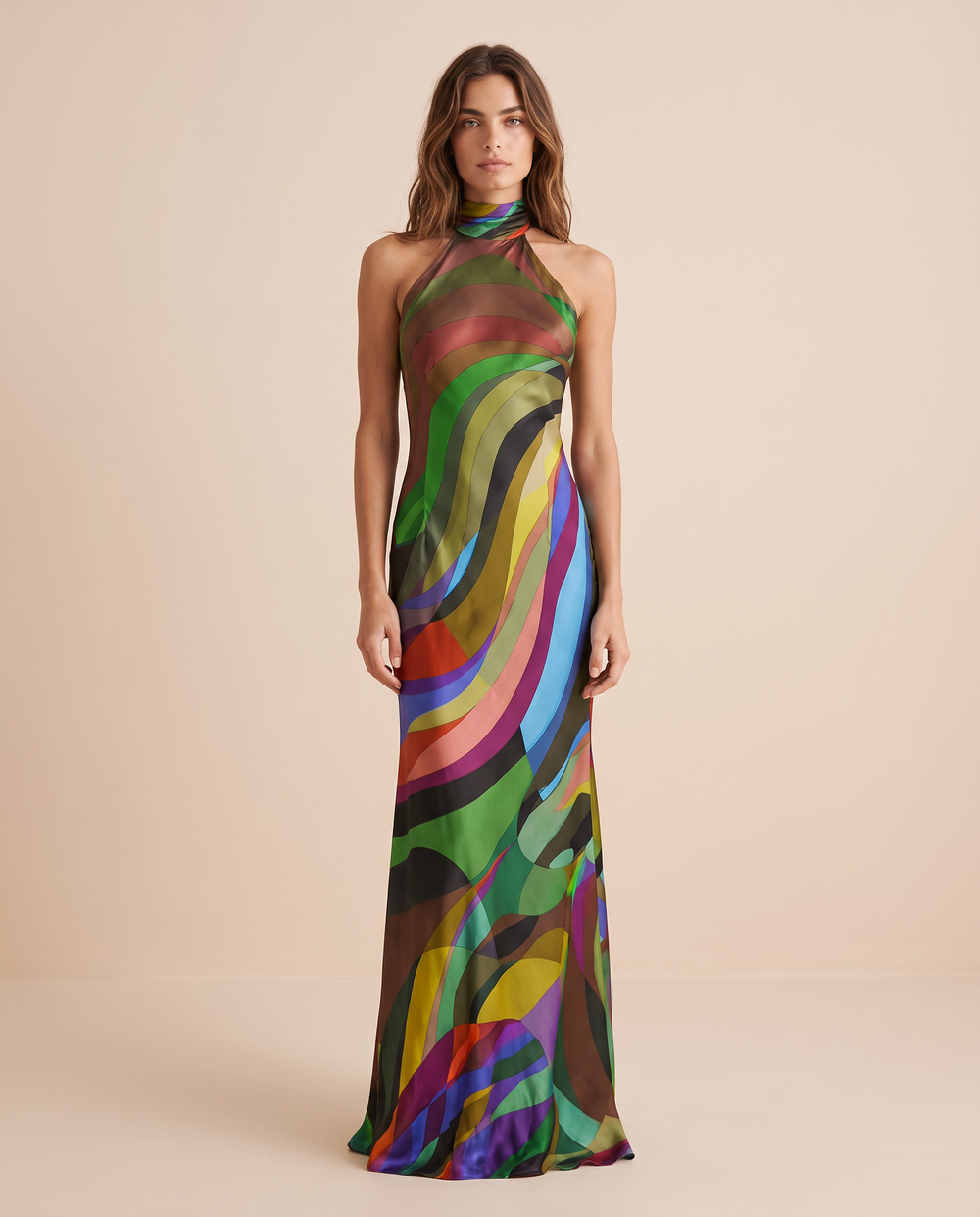Paris Color Wave Silk Dress 409