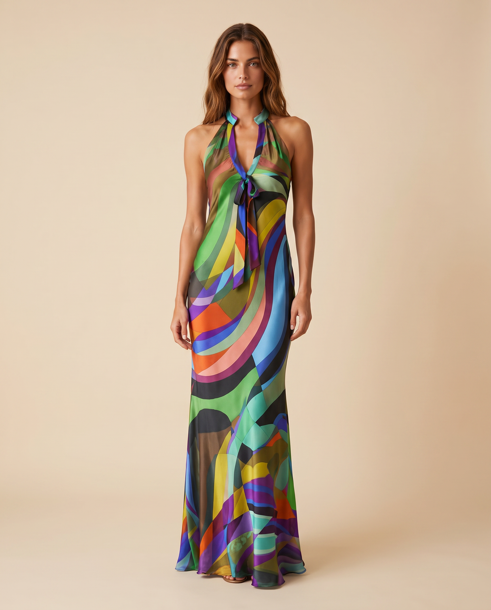 Paris Color Wave Silk Dress 308